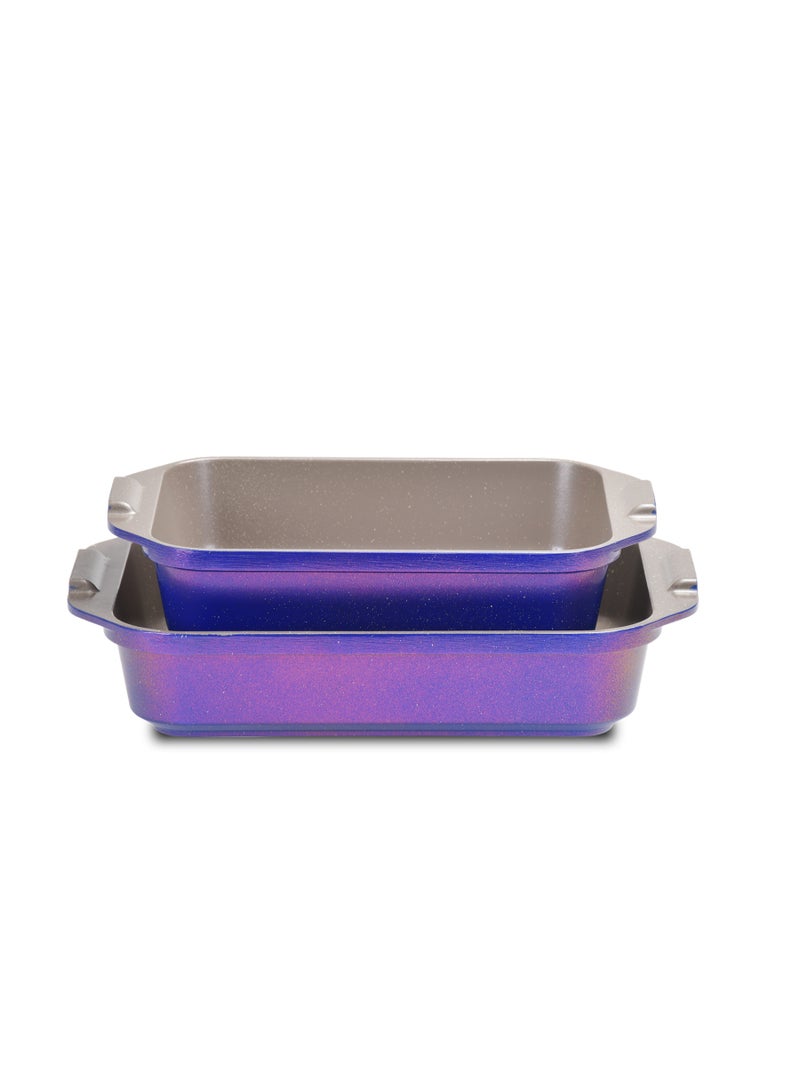 Solingen 2-piece rectangular granite casserole set (35/40 cm) - Gradient Mauve - Image 2